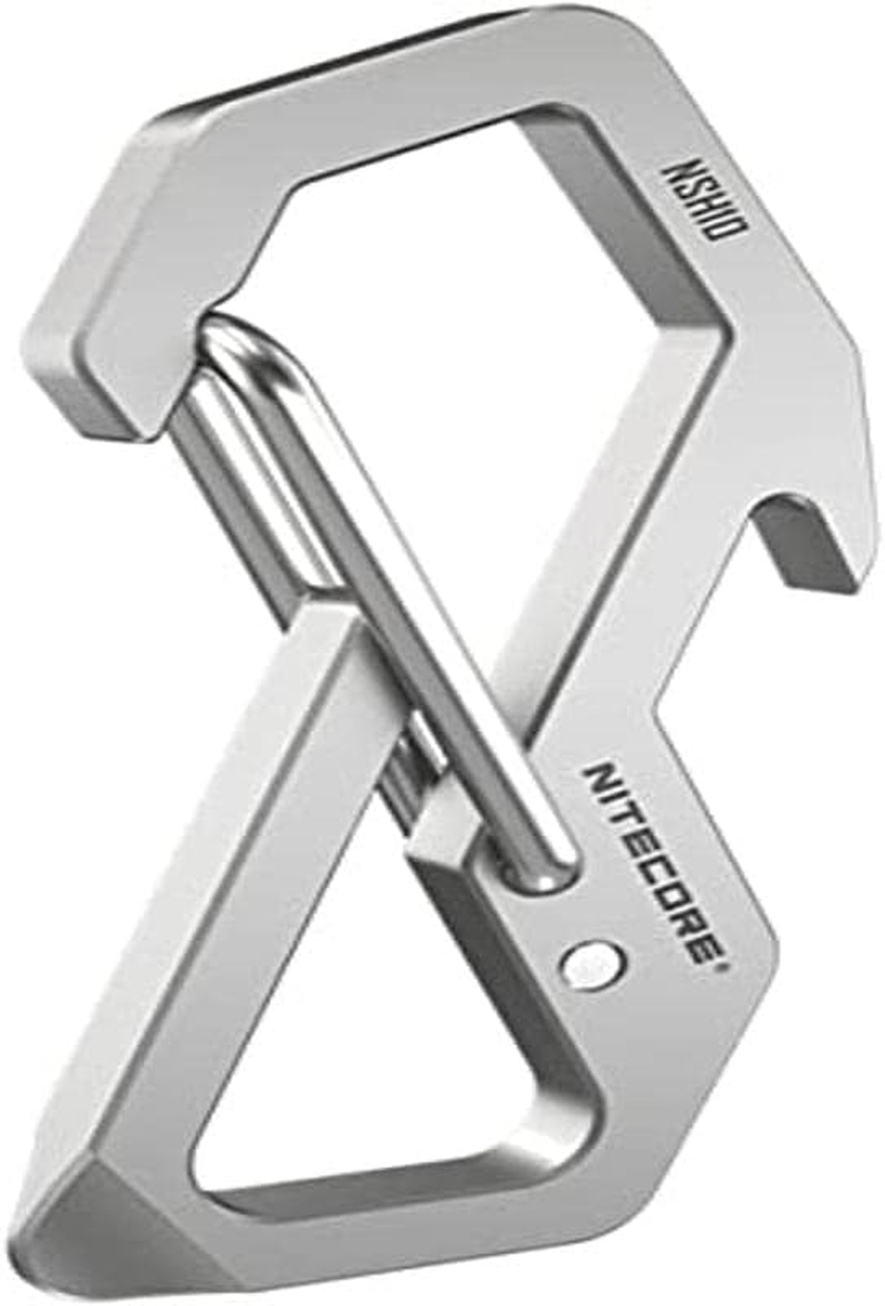 NITECORE NSH10 Titanium Multi-Use Snap Hook Keychain Carabiner, Everyday Carry and Outdoor Travelling for Accessories Including Keys, Keychain Lights, Bottles, Ropes and Pouches, Silver image number 1