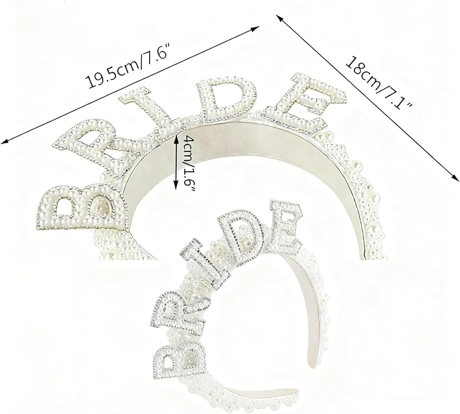 Pearl Bride Headband, Ideal for Bachelorette Party Decorations Bridal Shower Wedding and Engagement Parties. image number 4