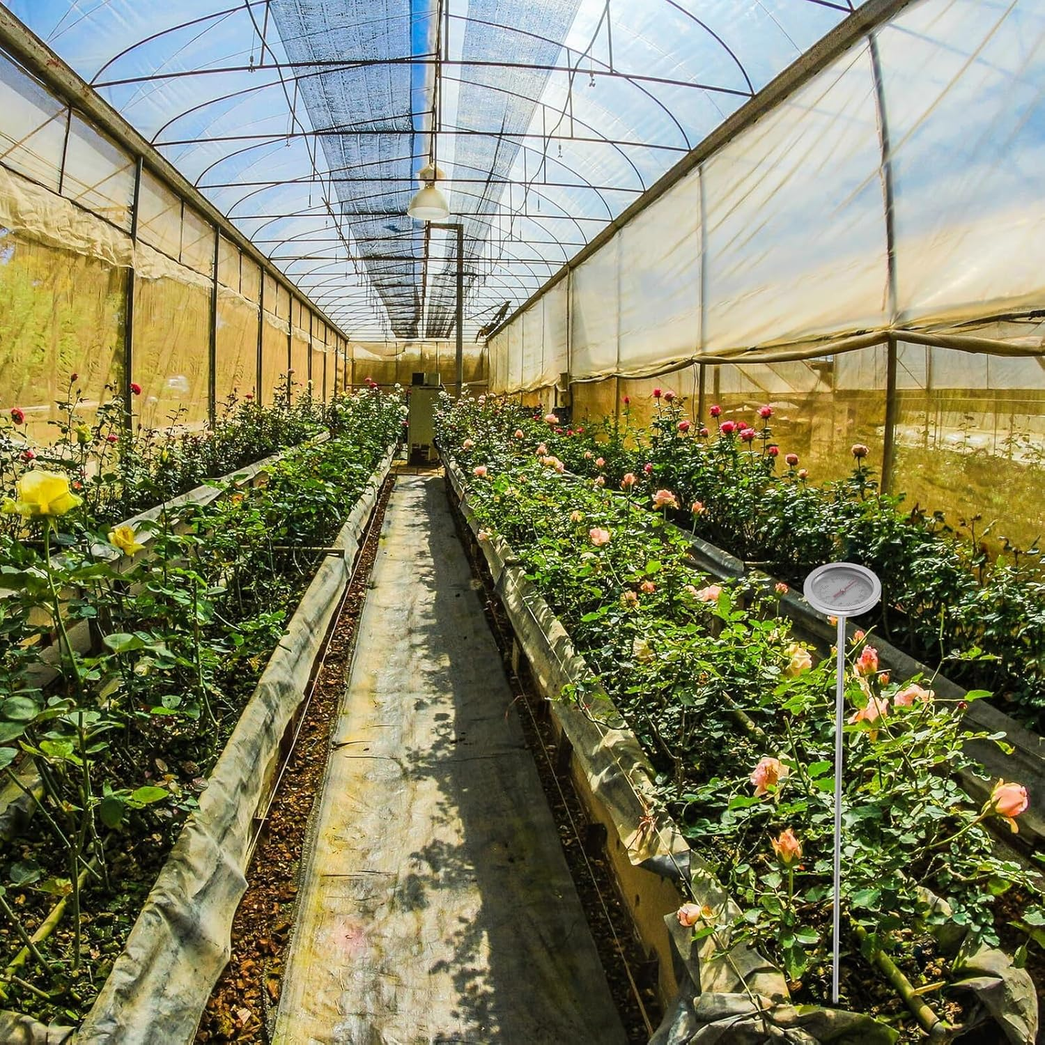 TEHAUX Stainless Steel Soil Thermometer Gardening Accessory Compost Temperature Detector for Precise Garden and Plant Moisture Measurement