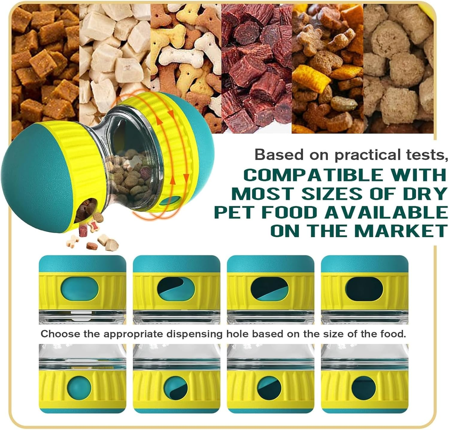 Weidllys Dog Puzzle Toy Adjustable Treat Dispensing Ball Food Dispenser Tough Slow Feeder Puppy Enrichment Training Toy Pet Interactive Chase Toys for Small Medium Large Dogs to Keep Them Busy, Green image number 1