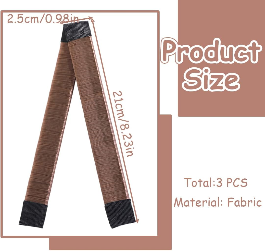 Pack of 3 Magic Hair Buns, Braiding Aid Hair Girls and Women, Doughnut Hair Bun Maker, French Twist Hair Bun Styling Braid Holder Tool, Dark Coffee