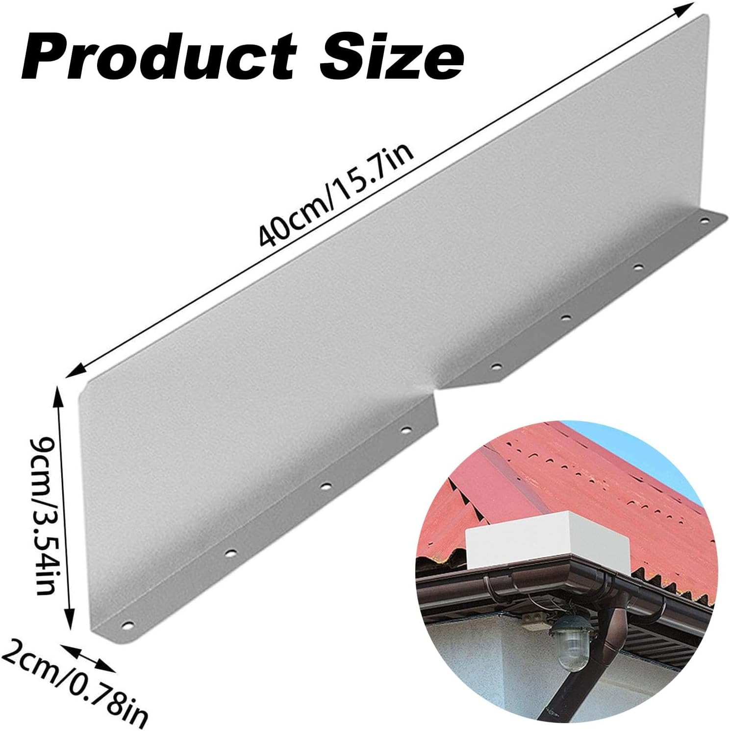 2 Pack Aluminum Gutter Valley Splash Guards, Foldable Rainwater Roofing Gutter Guard with Screws, Bendable Roof Rain Diverter, Diverter Roof Rain Diverter for House Shingle Roofs Corner image number 6