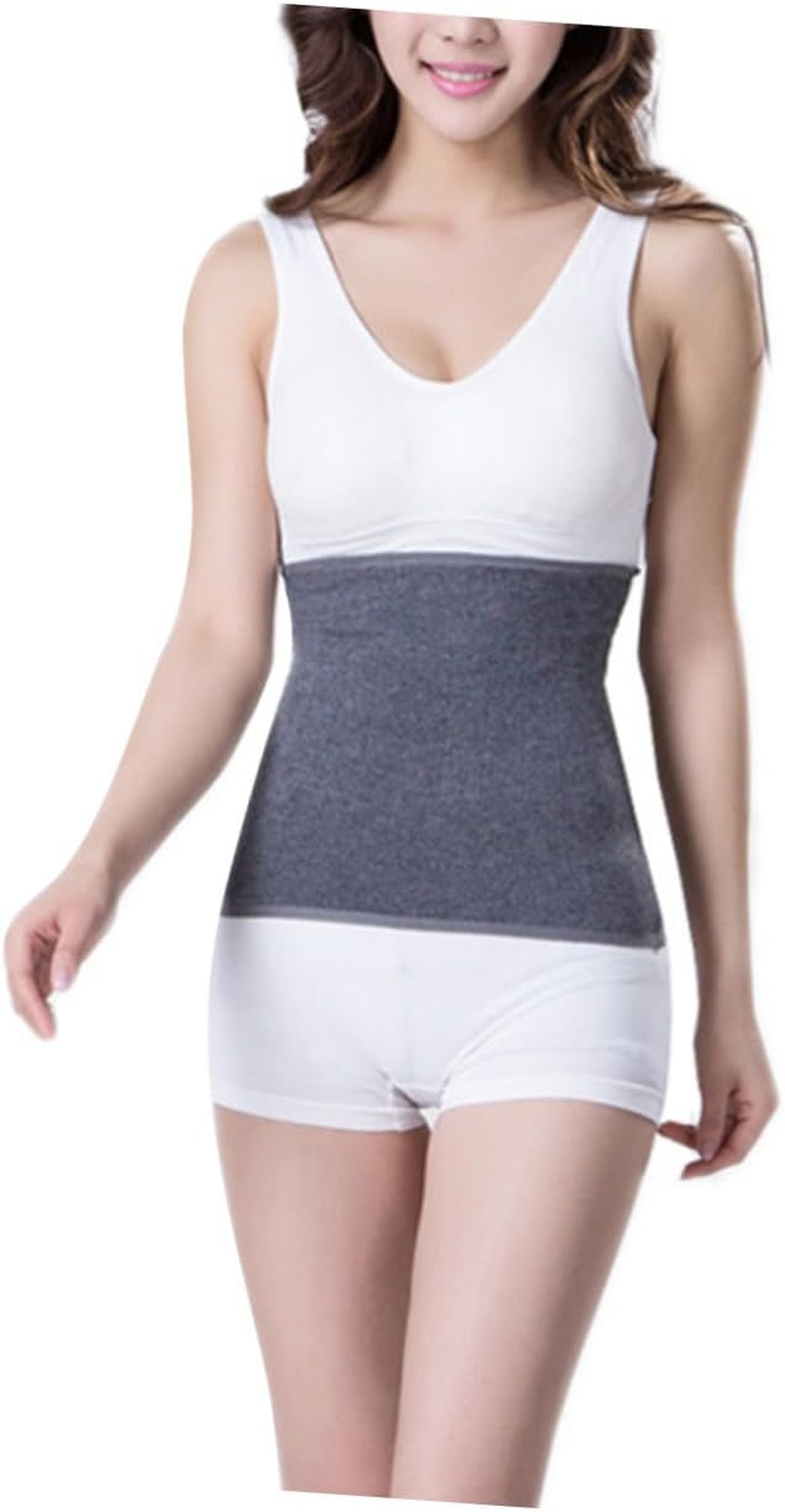Grey Small Wool Waist Belt Warm Waist Support Abdominal Wrap Stretchy Waistband for Women image number 6