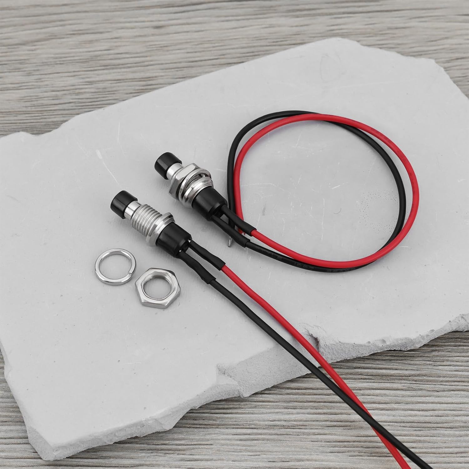 Emagtech 10PCS SPST Mini Push Button Pre-Wired 12V DC 5A Line Length 14Cm Button Thread Diameter 1/4 Inch for Light Switches Car Horns image number 5