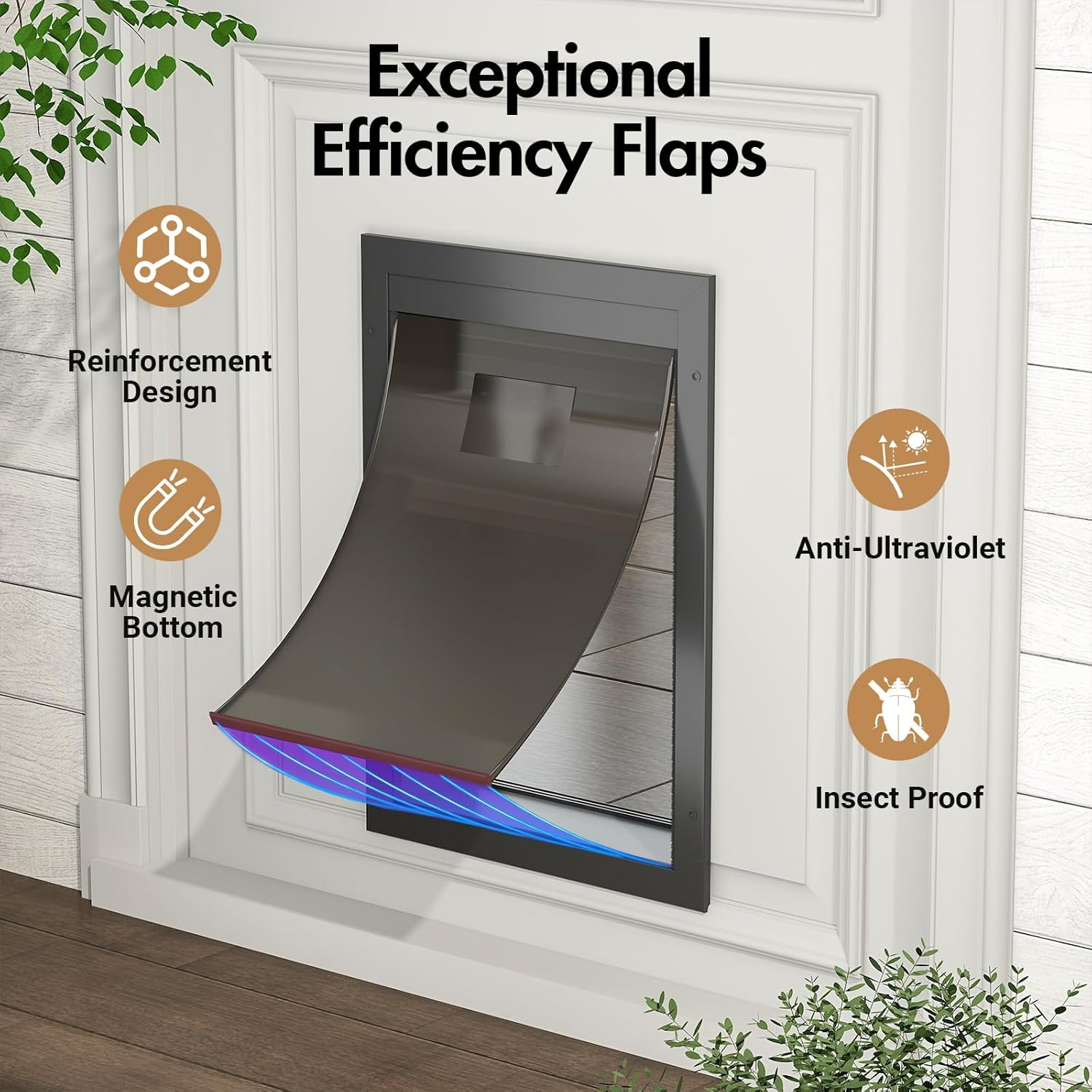 Advwin Pet Door for Wall, Aluminum Frame with Secure Lock, Magnetic Flaps Dog Doggy Door and Cat Door Suitable for All Pets, Strong & Durable - Large image number 6