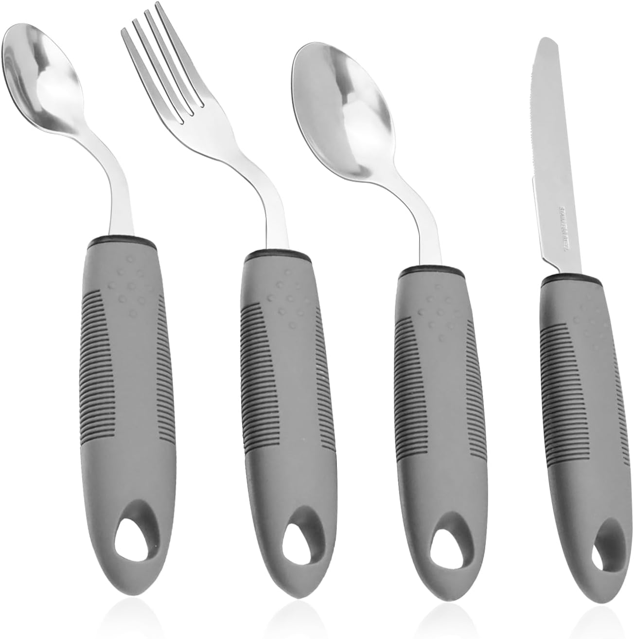 Adaptive Utensils Set, Parkinsons Utensils, Weighted Silverware for Hand Tremors, Elderly, Arthritis, Parkinsons, Adaptive Equipment&ndash;Easy Grip Aids Handle, Handicap Accessories for Daily Living (Right-Handed) image number 4