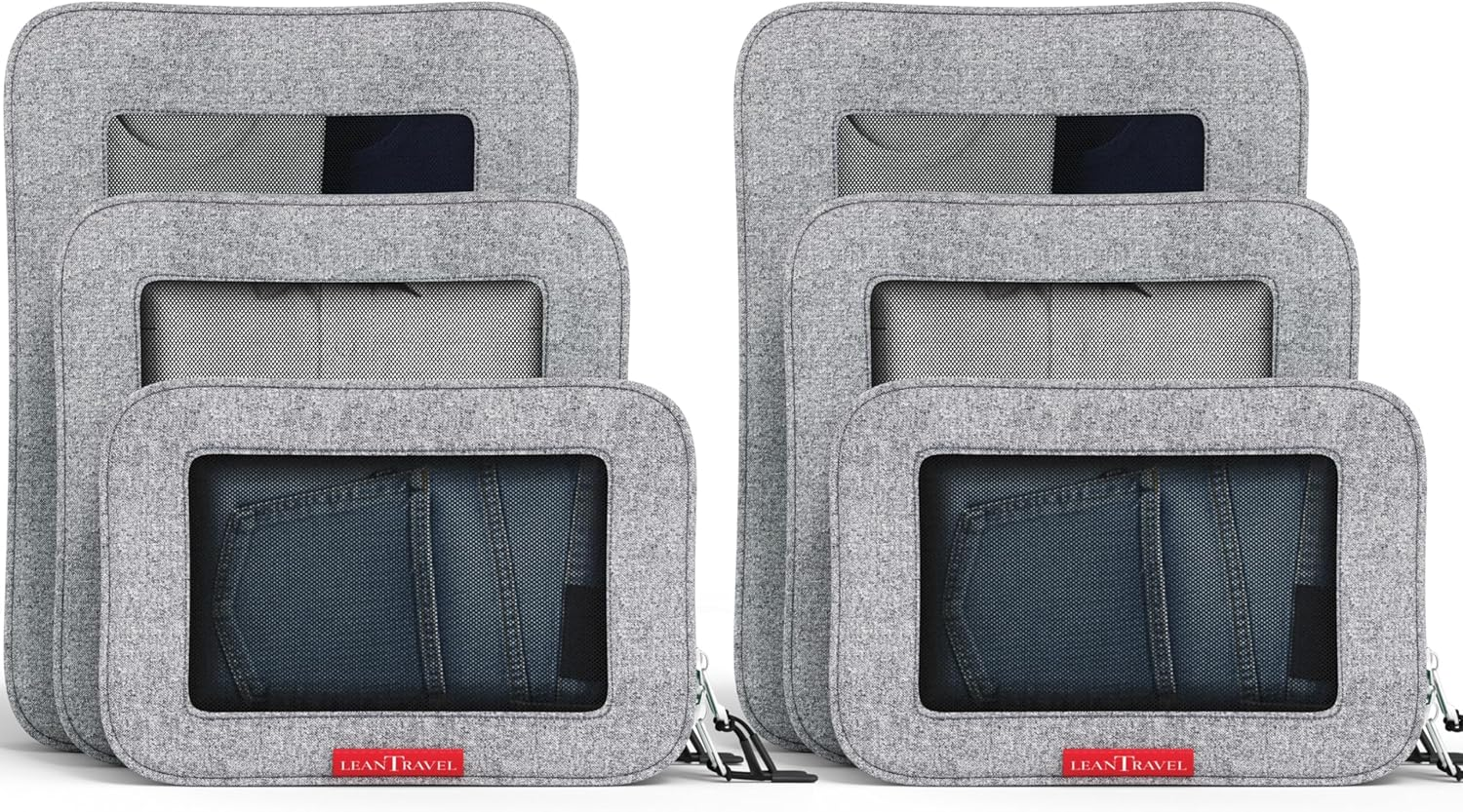 Leantravel Compression Packing Cubes Luggage Organizers for Travel W/Double Zipper (6) Set - Color Black