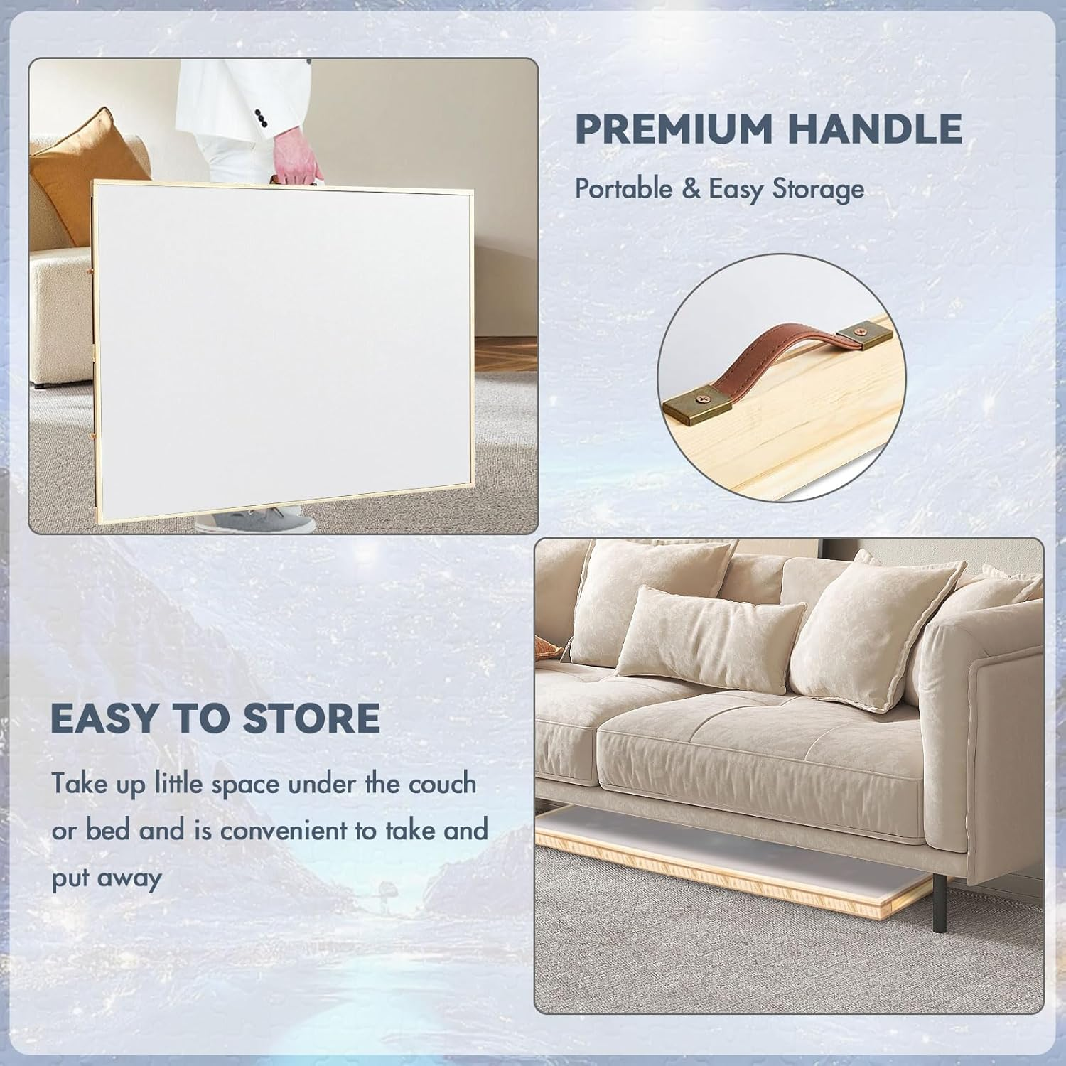 2-In-1 Tilting & Rotating Puzzle Board for 1500 Pieces Puzzle Tables for Adults with Drawers Wooden Jigsaw Puzzle Table with 5 Adjustable Angles, 4 Drawers, Non-Slip Felt Surface, Protective Cover image number 6