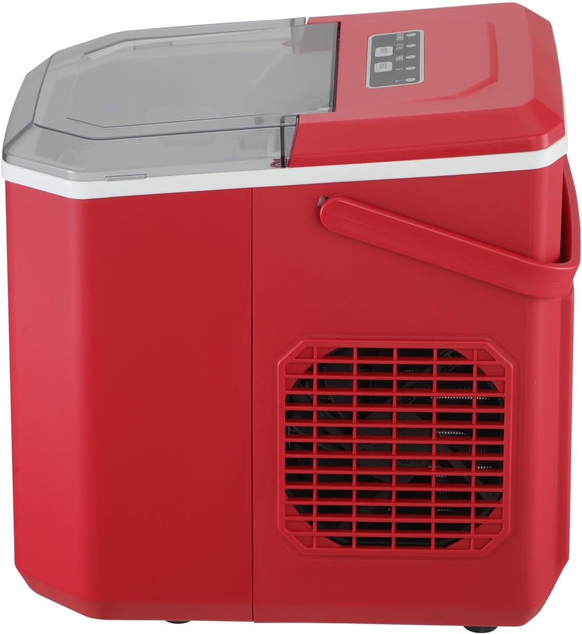 Vevare 12KG/24H Ice Maker Portable Ice Maker Machine, Self-Cleaning Ice Maker with Scoop and Basket, Portable Ice Maker Machine with Handle for Home Kitchen Office Bar Party, Red - Black image number 3