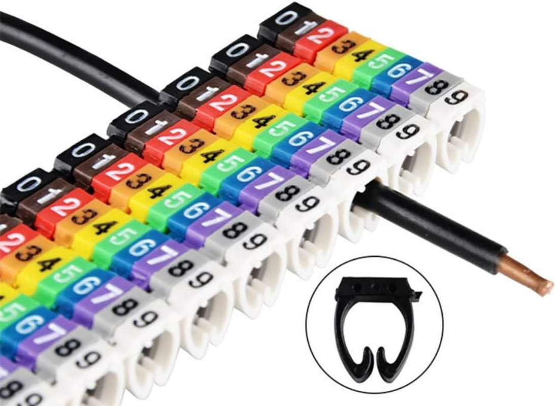 150Pcs 6Mm Number 0-9 Cable Markers Colorful Marking Number Label for 2-3Mm Wire image number 3