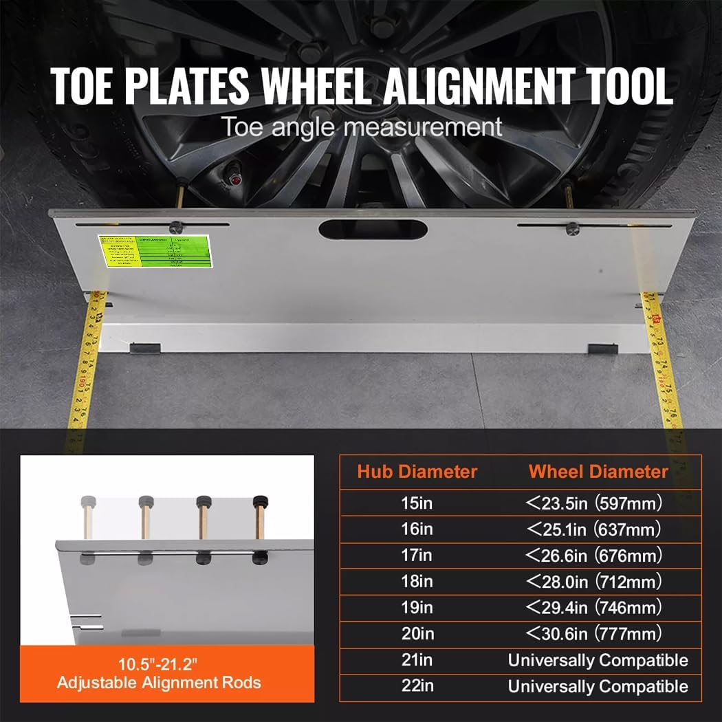 PORIYA 2PCS Wheel Alignment Tool,23 Inch Toe Plates with Tape Measure,Heavy Duty Accurate Measure Tape and Conversion Chart Au,For Car, ATV, UTV (Large) image number 1