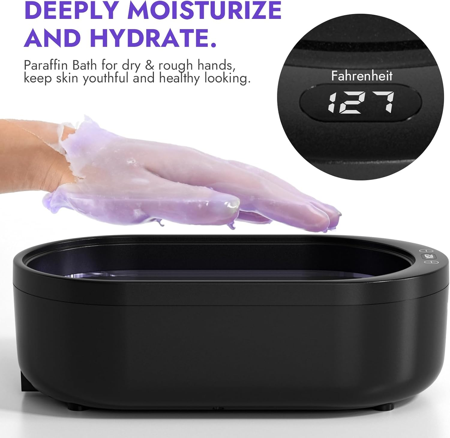 Waxkiss Paraffin Wax Machine for Hands and Feet - Small Hand Wax Paraffin Machine 2000Ml with 3 Packs of Paraffin Wax Digital Display Screen for Paraffin SPA