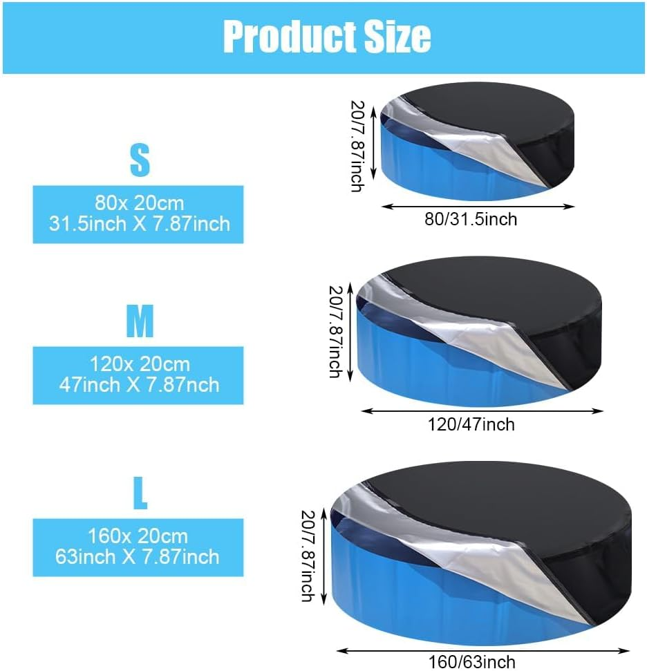 Round Pool Cover, 160 Cm X 20 Cm, Black, Uv-Resistant, Drawstring, Foldable, Dust Protection, Waterproof, Fits Most Pools image number 6
