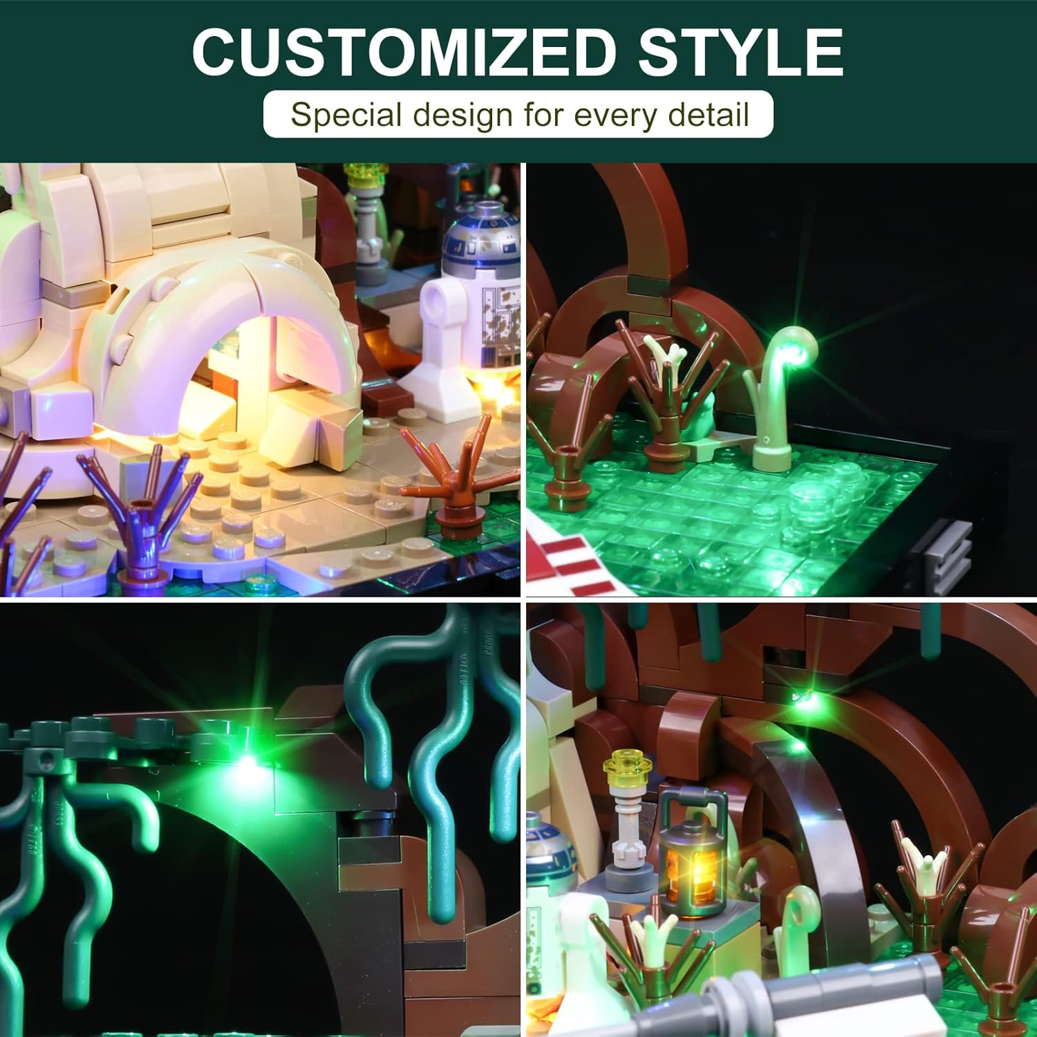 Cooldac LED Light Kit for  Star Wars Jedi Training on Dagobah - Diorama Set, USB Port Lighting Set Compatible with  75330 Voice Control Version (Lights Only, No  Models) image number 3