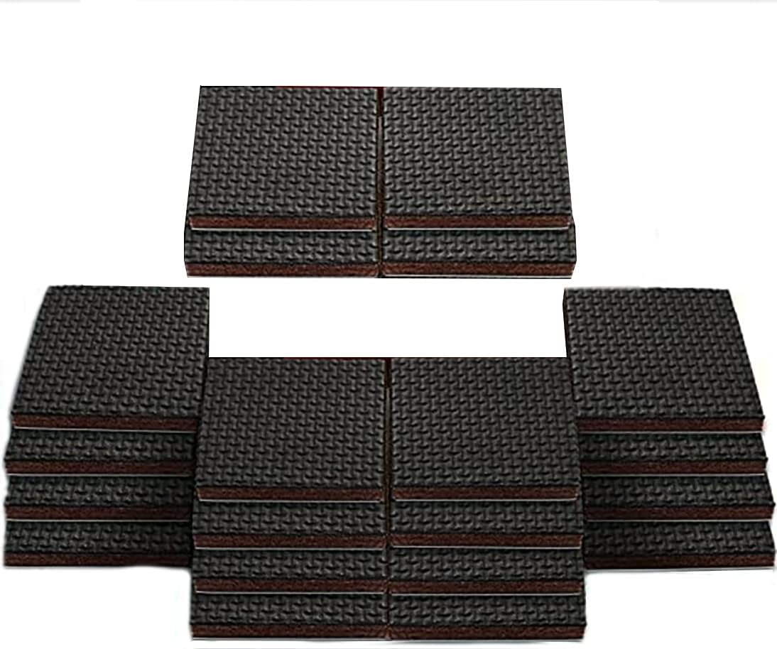 Scondou Non Slip Furniture Pads 20 PCS - 2" Premium Felt & Rubber Pads - Black - Rectangular - Ideal for Wood, Laminate, Tile Floors