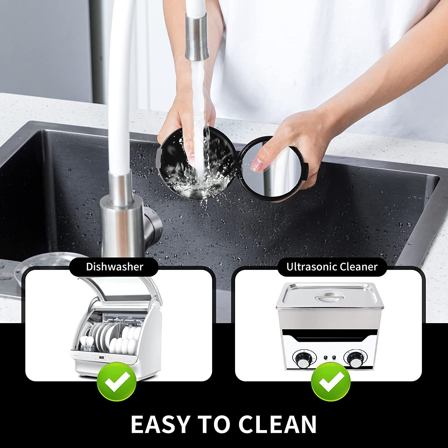 Orthodontic Retainer Case with Mirror, Mouthguard Case Small Retaniner Container Partial Denture Holder Case with Vent Holes for Night Guards, Aligner Trays - Black image number 1