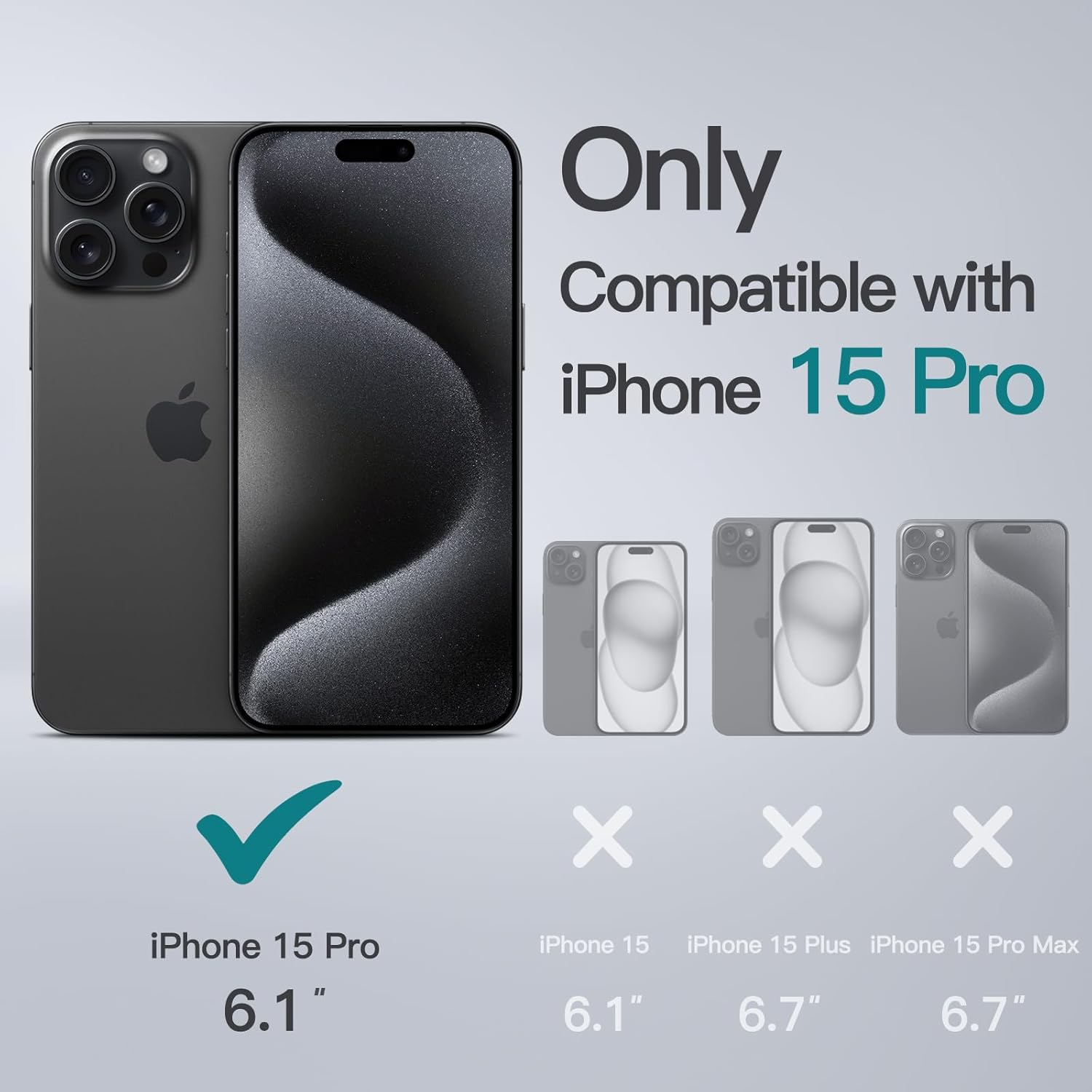 Jetech Kickstand Case for Iphone 15 Pro 6.1-Inch, Built-In Adjustable Camera Stand, Military Grade Drop Protection, Frosted Translucent Matte Back Shockproof Phone Cover (Black Titanium) - Black Titanium image number 5