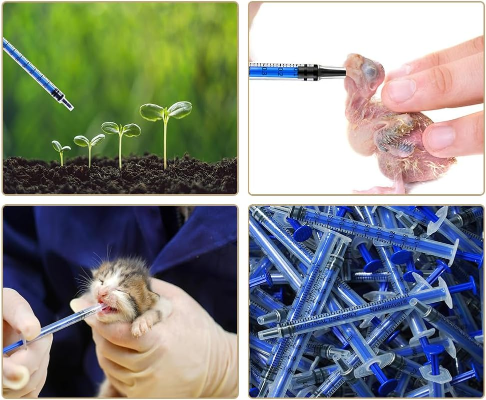 QOOWFEANIG 50Pcs 1Ml 1Cc Syringes with Cap,Reusable Small Plastic Liquid Measuring Syringe with Measurement Marks for Scientific Labs, Pet Feeding, Refilling Cosmetics image number 3