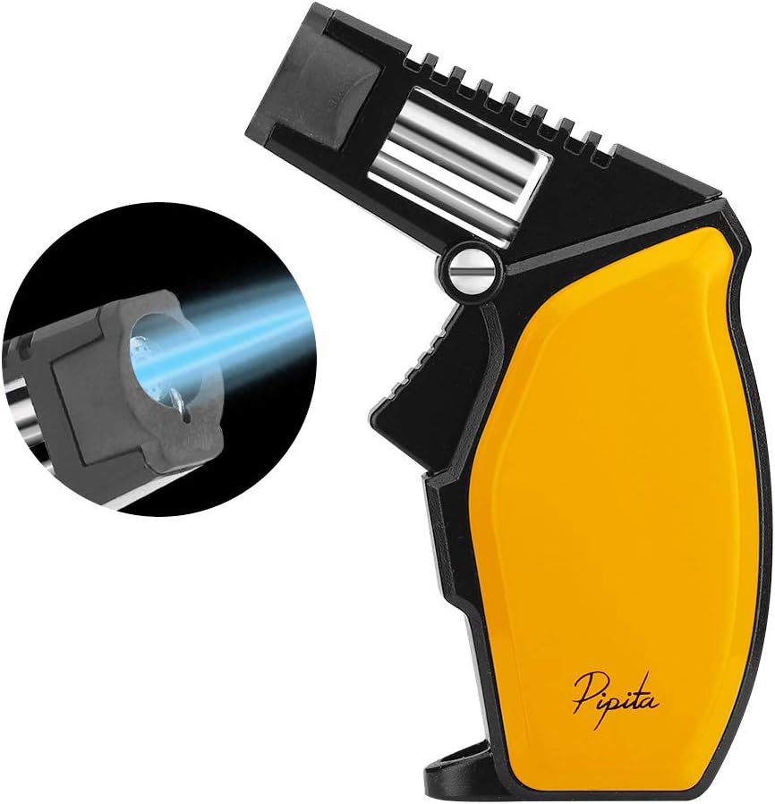 PIPITA Torch Lighter and Cigar Cutter Ashtray Set,Refillable Windproof Single Jet Gas Lighter & Blade Cigar Guillotine & Ceramics Ashtray with Gift Box (Without Gas) image number 2