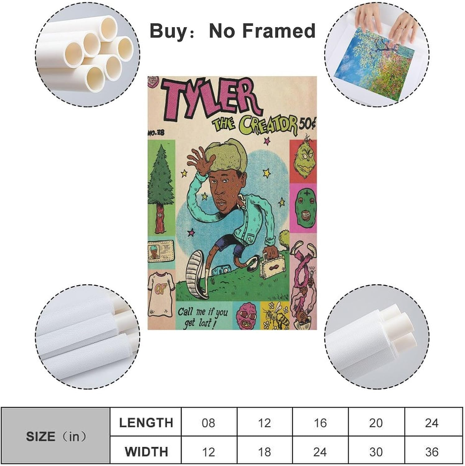 Tyler Poster the Creator Canvas Painting Wall Art Picture Home Decor Print for Bedroom Living Room Dorm Study Bar Office 12X18Inch(30X45Cm) image number 2