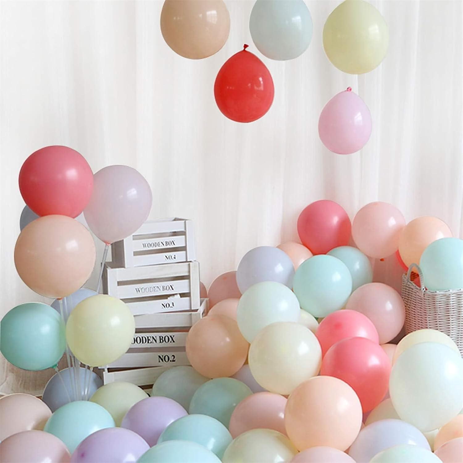 Yamibobo 100Pcs 10Inch Pastel Balloons Assorted Color Macaron Balloons Rainbow Candy Color Balloons for Wedding Baby Shower Birthday Party Event Carnival Decoration image number 4