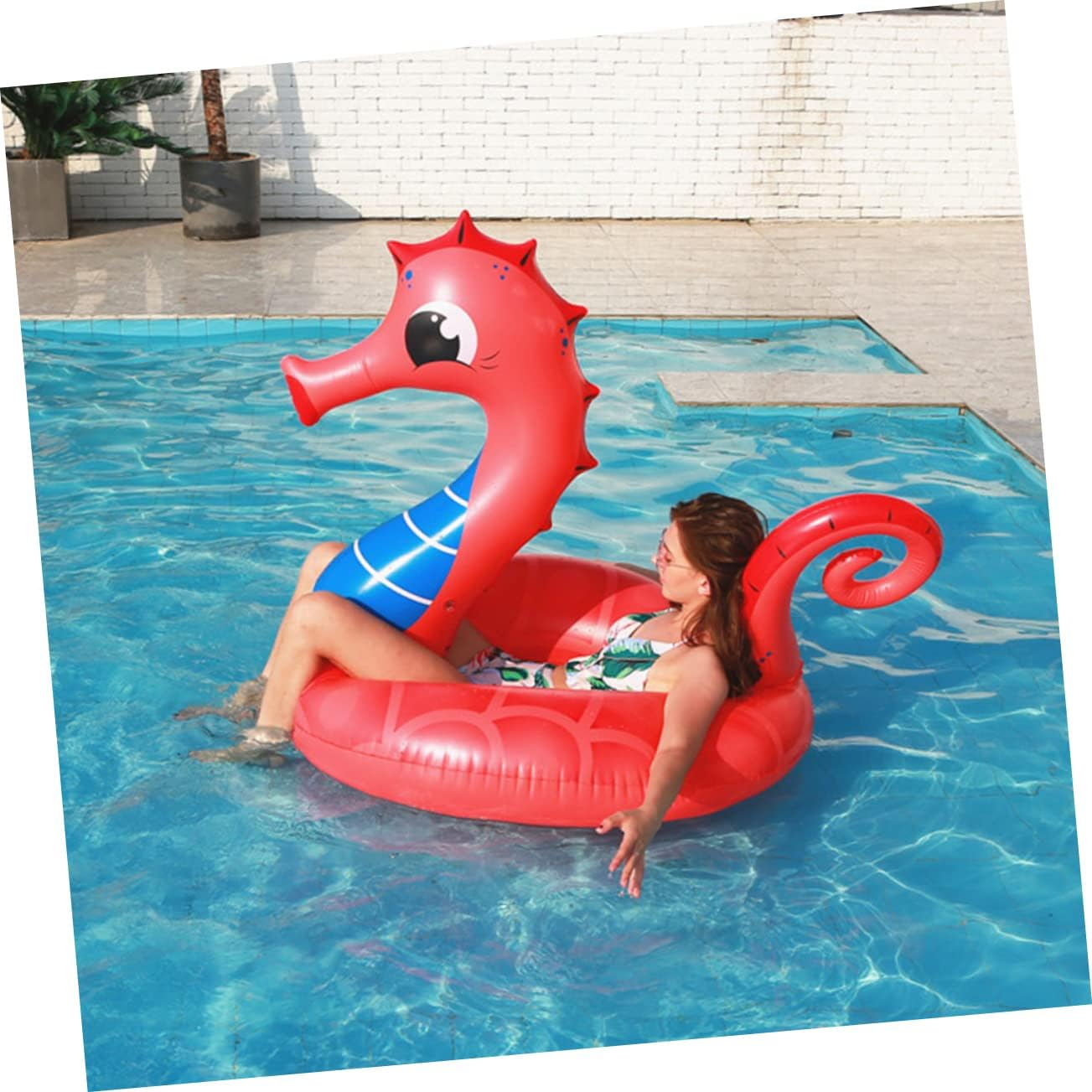 Ibasenice Inflatable Sea Horse Swimming Mouth for Adults Boys and Girls Pool Beach Fun image number 4
