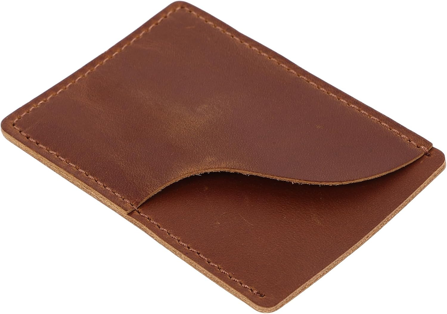 LALADEFIEE Brown Business Card Holder Wallet, Credit Card Organizer Pouch with Pocket, Multi-Function Passport Sleeve for Travel and Office Use image number 2