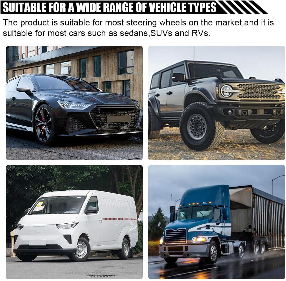 14.5"-15" Car Steering Wheel Cover, Microfiber Leather Cover, Anti-Slip Breathable Steering Wheel Decoration, Universal Steering Wheel Accessories for Diverse Cars (Black) image number 6