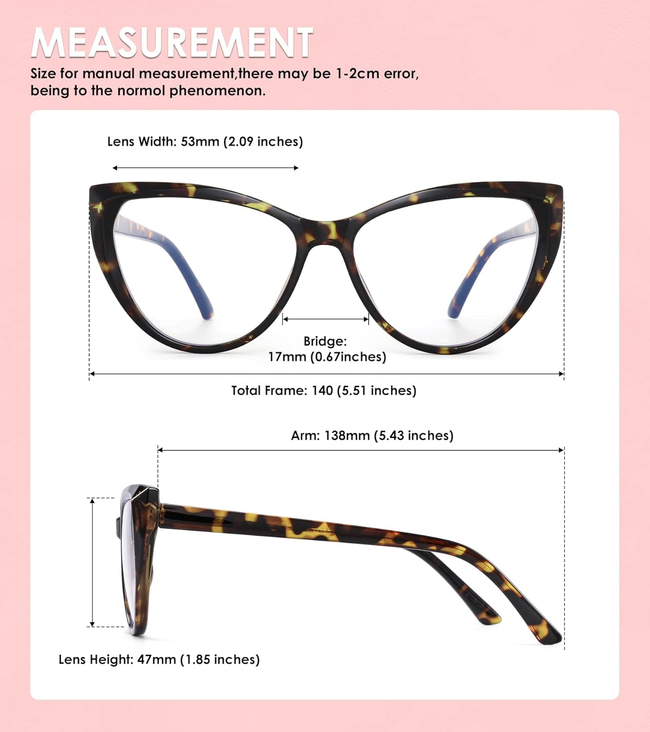 TEAPLMTT 2 Pack Cat Eye Blue Light Blocking Glasses for Women Trendy TR90 Frame anti Blue Ray Eyesatrain Computer Eyeglasses - Tortoise+Clear image number 6