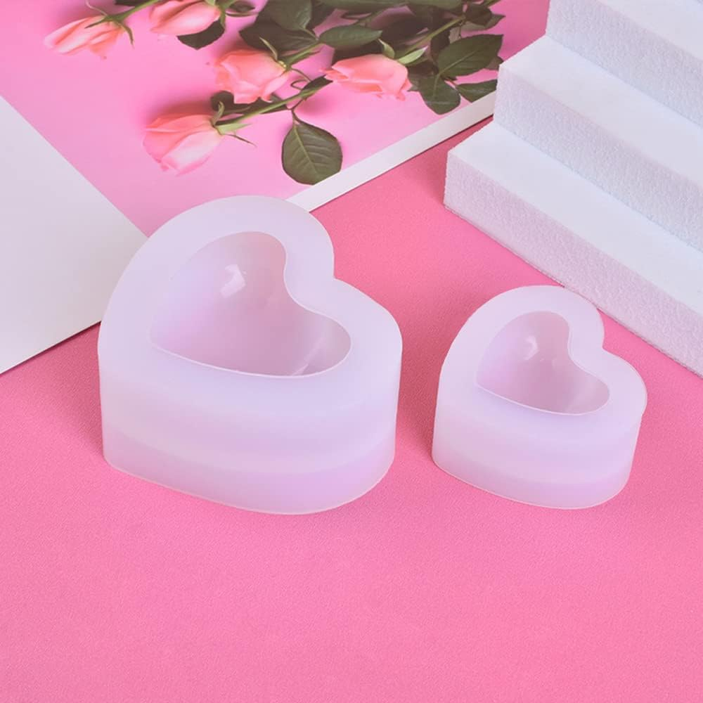 Weenkeey 2 Pcs 3D Heart Shape Resin Molds Heart Keychain Charms Silicone Mold Heart Jewelry Casting Mold Love Heart Epoxy Mold for DIY Craft Home Decor image number 6