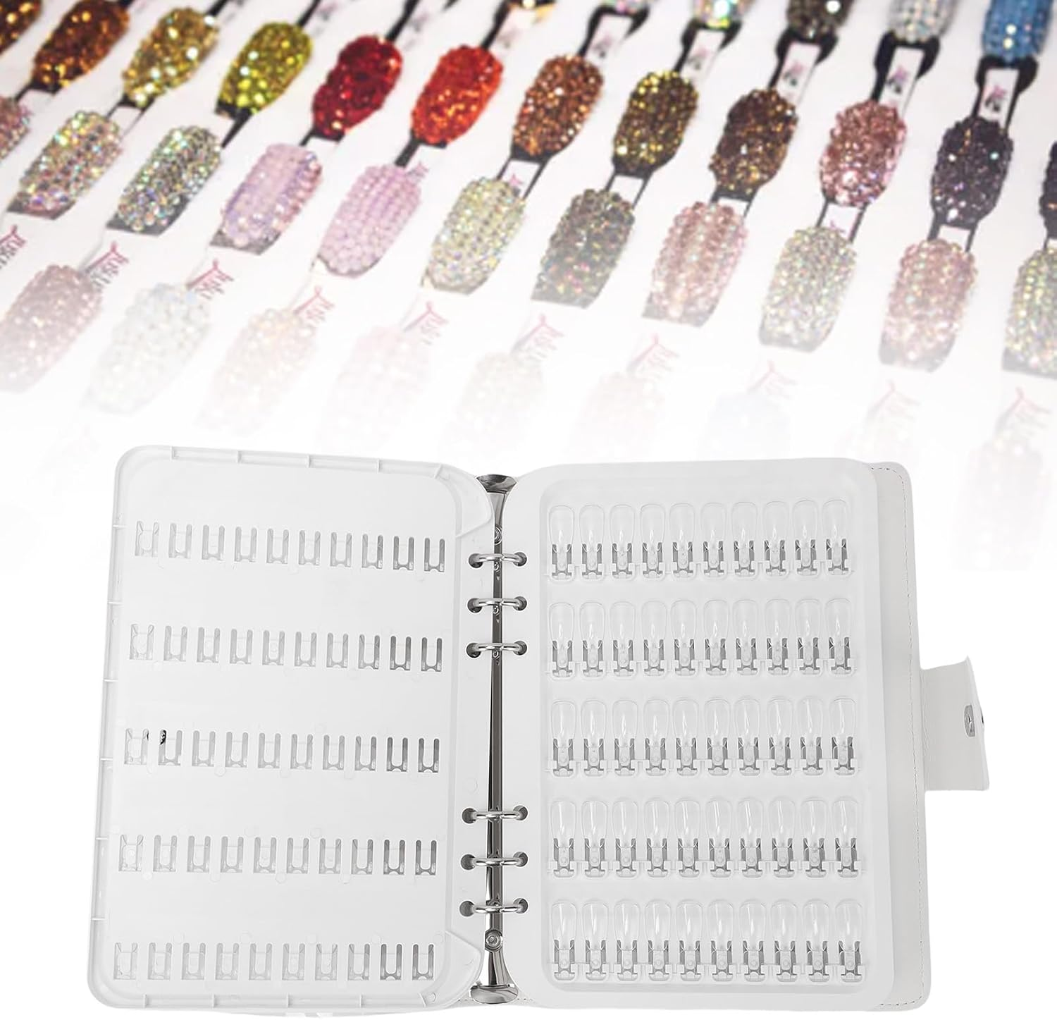 Depisuta 150 Colors Nail Art Sample Book with Compact Design, ABS PU Leather Material, Nail Swatches Organizer with Fixed Plastic Plate, 23X18Cm, for Home DIY Salon image number 3