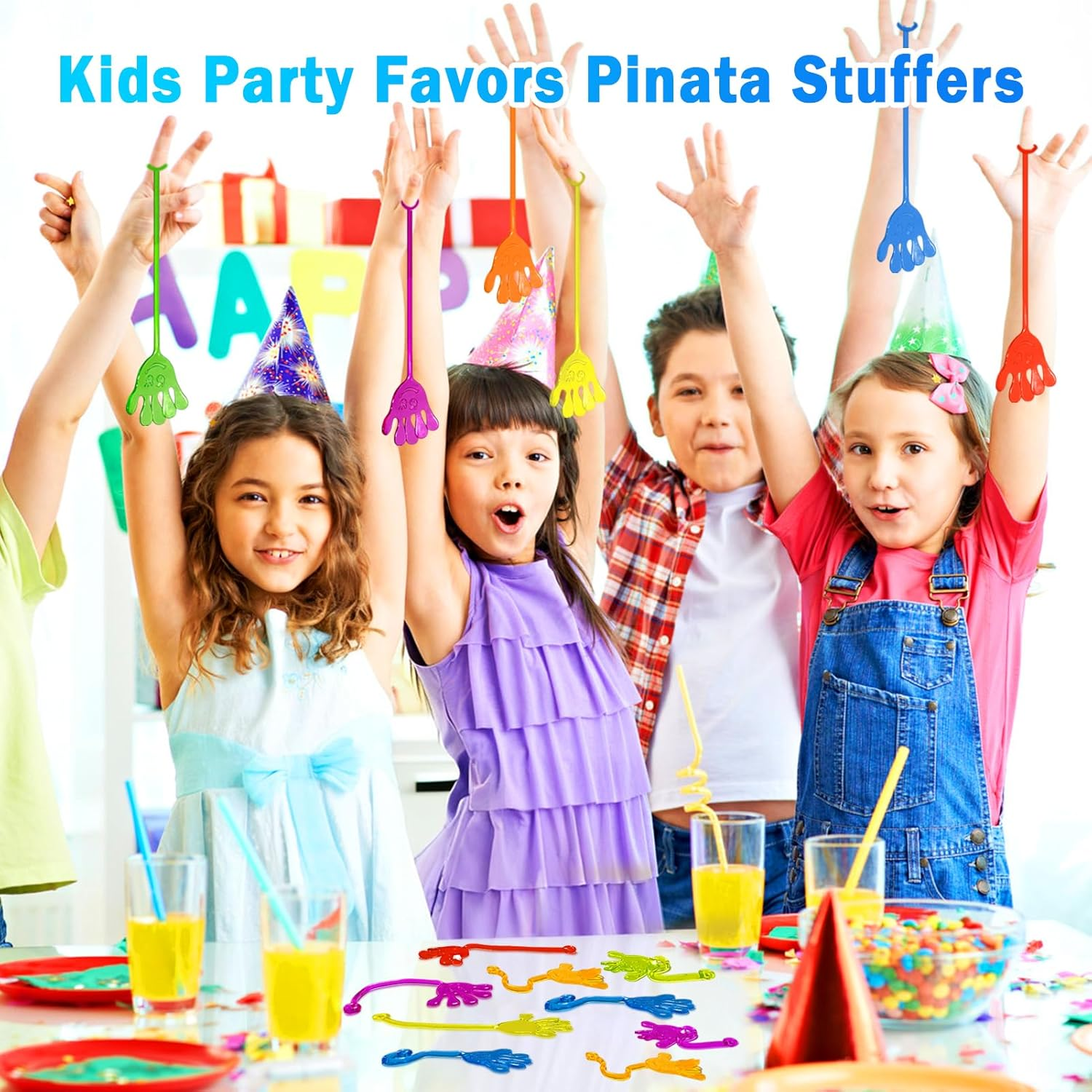 Sticky Hands Bulk 48 PCS Party Favors for Kids 4-8 8-12 Stretchy Sticky Hand Toy Easter Basket Stuffers Egg Fillers Goodie Bag Stuffers Treasure Box Toys for Classroom Prizes Birthday Party Supplies