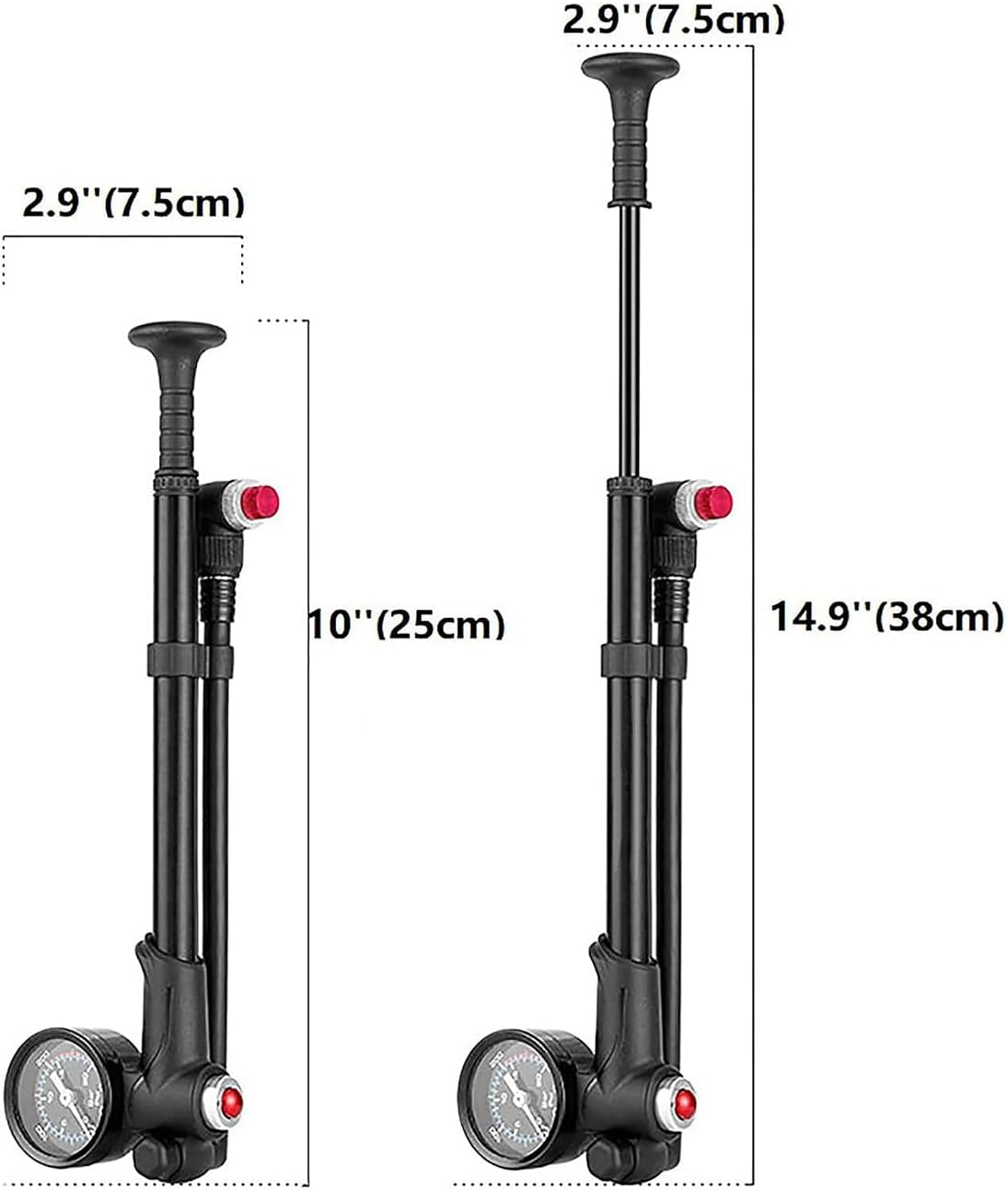 MUYIBENMU Portable Bike Pump, 300 PSI, 2-In-1 Bicycle & Suspension Pressurization System with Integrated Gauge, Presta and Schrader Compatible image number 1