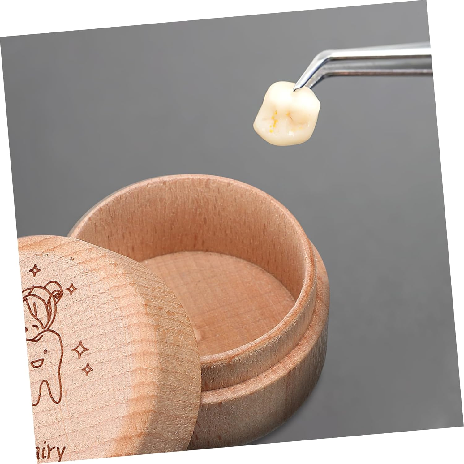 MAGICLULU Tooth Fairy Box Wooden Deciduous Tooth Storage Box for Boys and Girls Cute Design for Boys and Girls as Keepsake image number 2