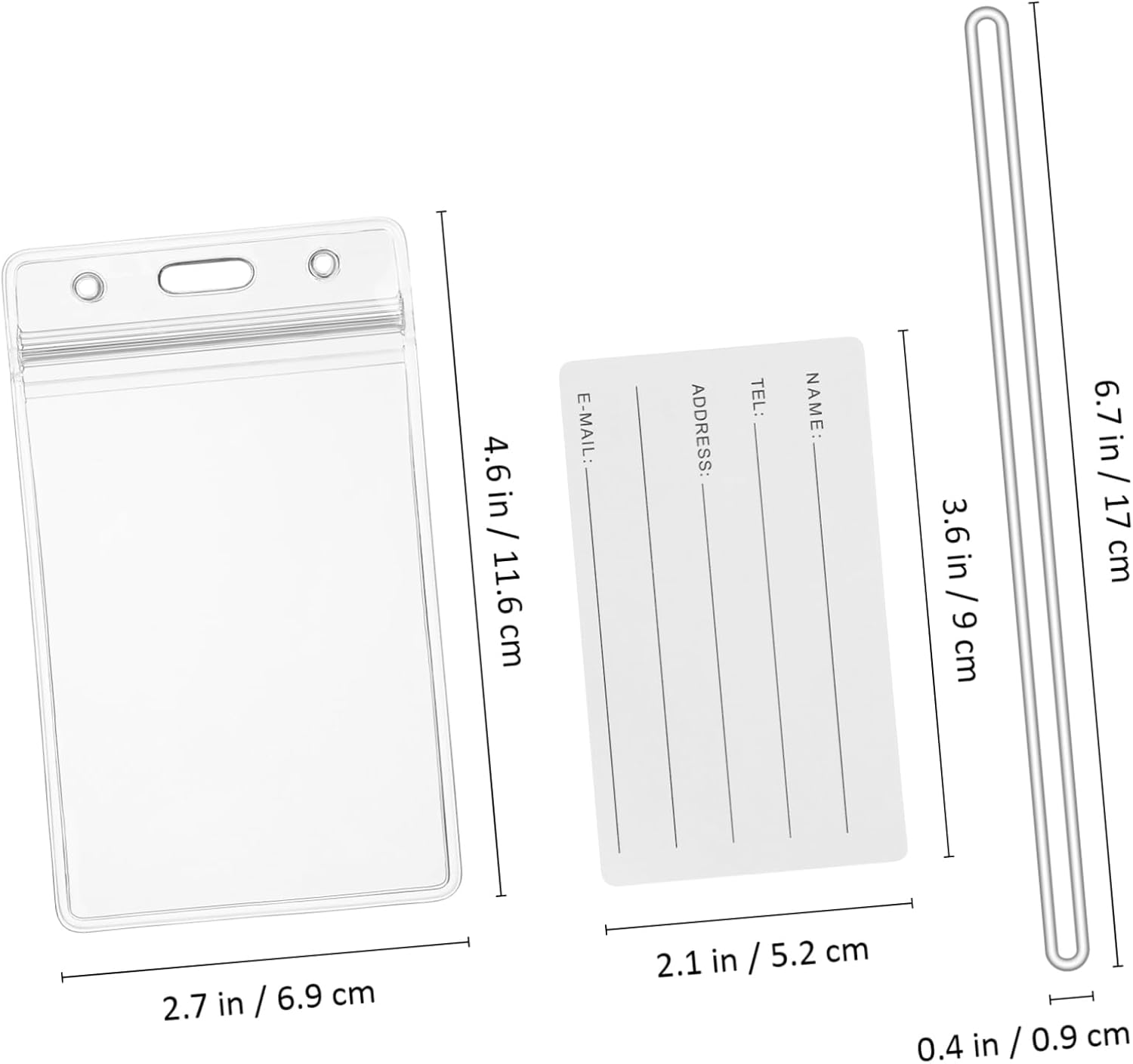 DIKACA Clear Luggage Tags Reusable Travel Tag Card Holders with Loops Plastic Sleeves for Suitcases Backpacks More Resealable Closure for Easy Updates image number 3