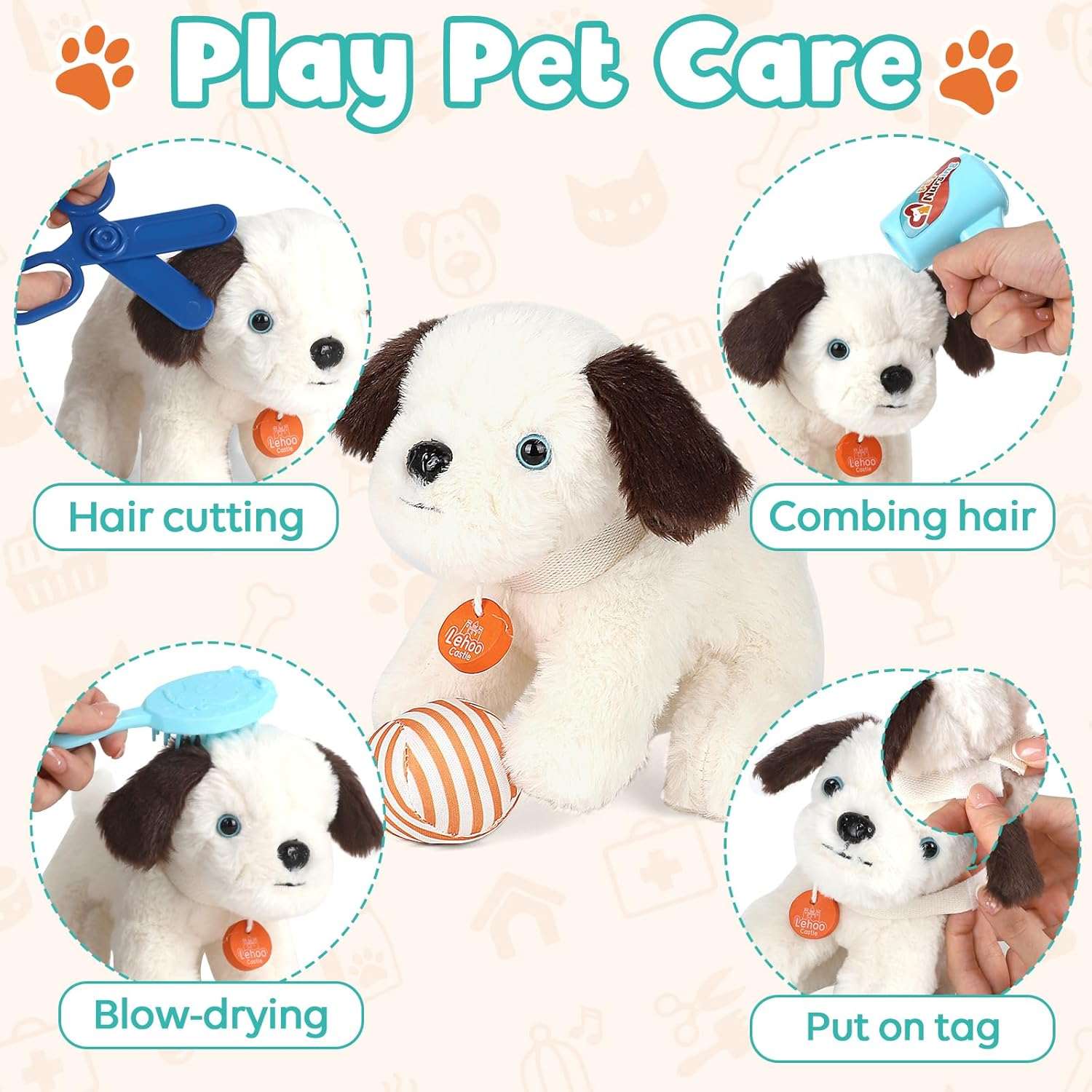 Lehoo Castle Kids Doctor Set, Pet Care Play Set, Vet Dog Pretend Play Doctor Kit Kids with Pet Stroller, Storage Bag Stethoscope, Role Play Set for 3 4 5 Year Boys Girls image number 2