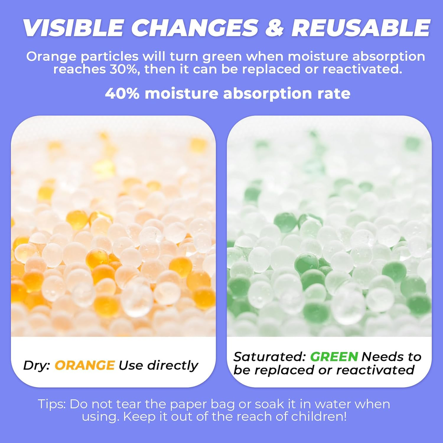 CLEVAST Silica Gel Packets Desiccant Packs for Storage 10 Gram 30 Packets, Silica Packets for Moisture Control, Food Grade Safe, Rechargeable Moisture Absorbers Dehumidifier for Spices Jewelry Storage image number 1