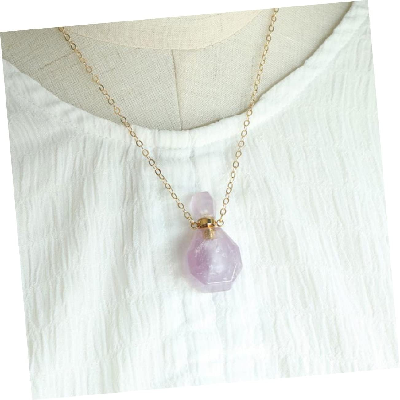 Yardenfun Natural Crystal Fluorite Wishing Bottle Perfume Bottle Pendant Necklace Accessories for Hanging Necklace Pendant Jewelry Decorations image number 1