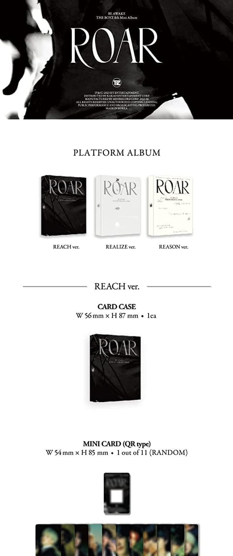 The Boyz BE Awake Roar 8Th Mini Album Platform Version Card Case+Mini QR Type Card+Official Photocard+Selfie Photocard+Sticker+Tracking Sealed (Random) - Reason Version image number 1