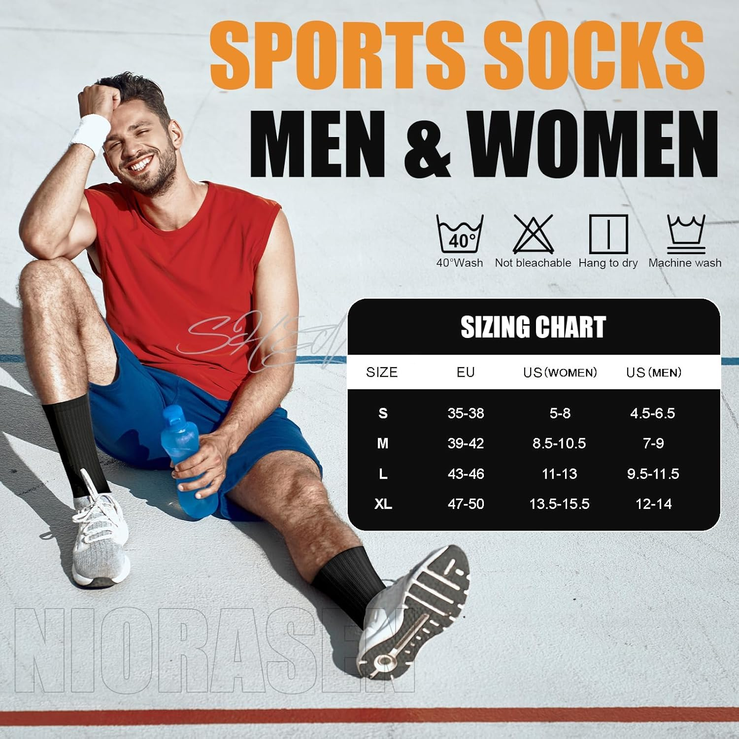 (6 Pairs) Athletic Gym Crew Socks, Cushioned Sports Calf Socks Breathable Cotton Running Hiking Socks for Men Wome image number 5