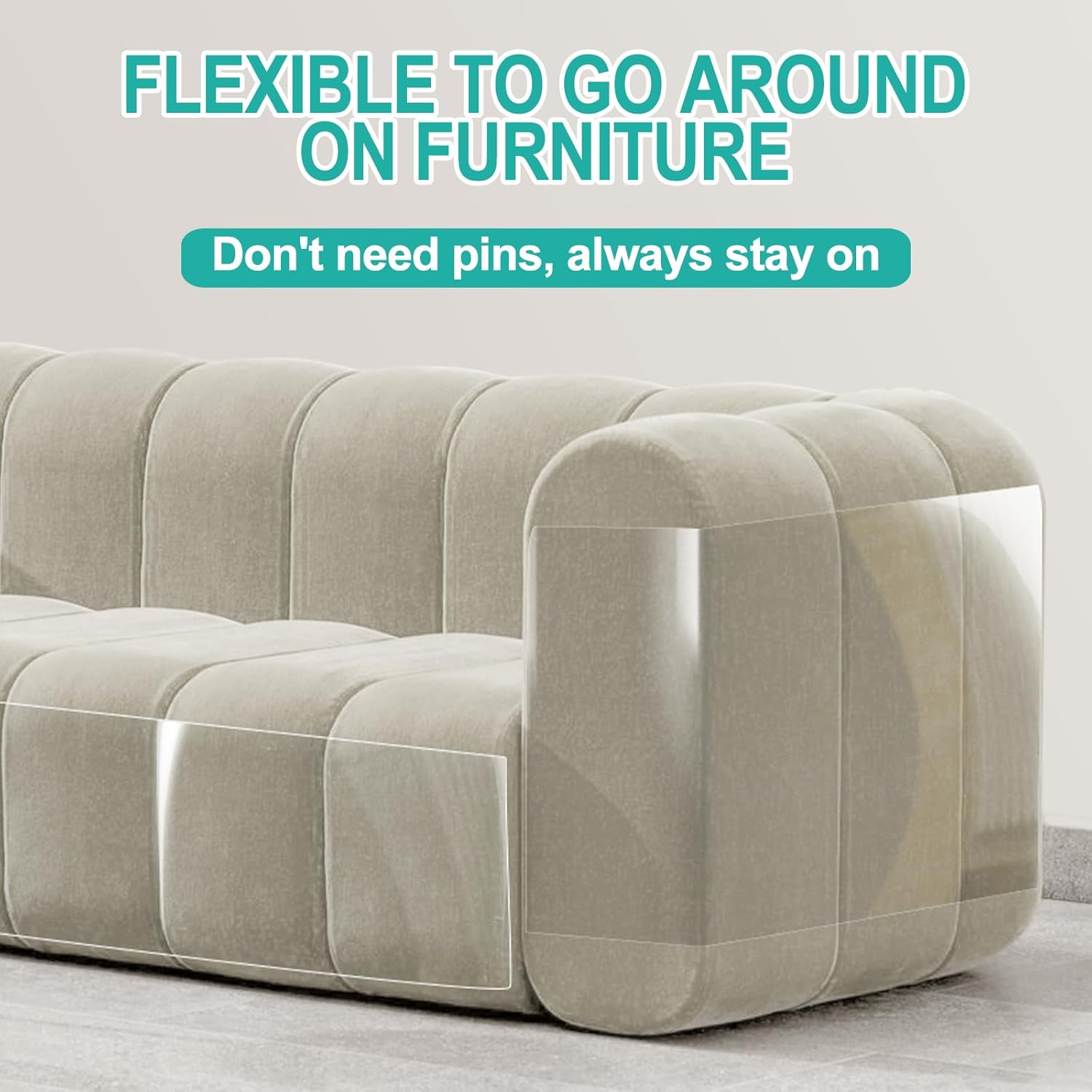 Lovinch [Thicken Vinyl] anti Cat Scratch Furniture Protector, Single-Sided Sticky Couch Protector for Cats, Flexible Couch Corner Guard under Cats Claw, Cat Scratch Deterrent Tape-(160" X 8")