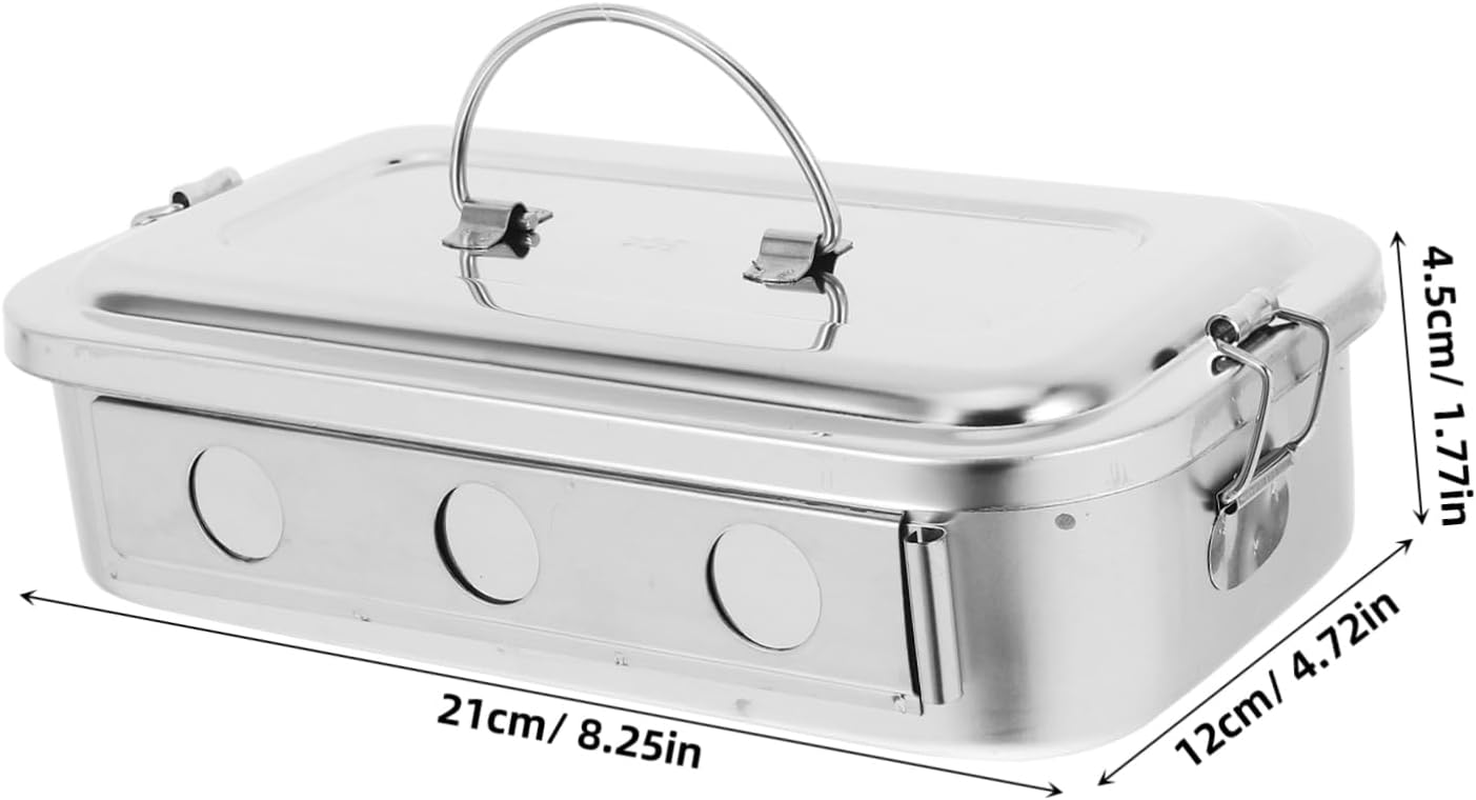 Box Stainless Steel Tray Holes and Lid for Tools Medical Storage Case for Lab Doctor Tool Organizer For image number 2
