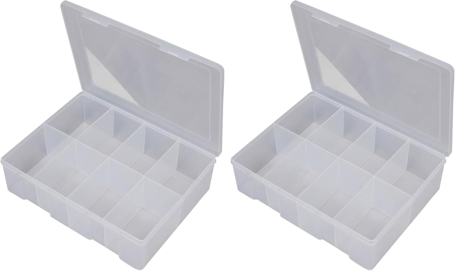 Fischer Plastic F1H-098 8 Compartment Storage Box, Clear