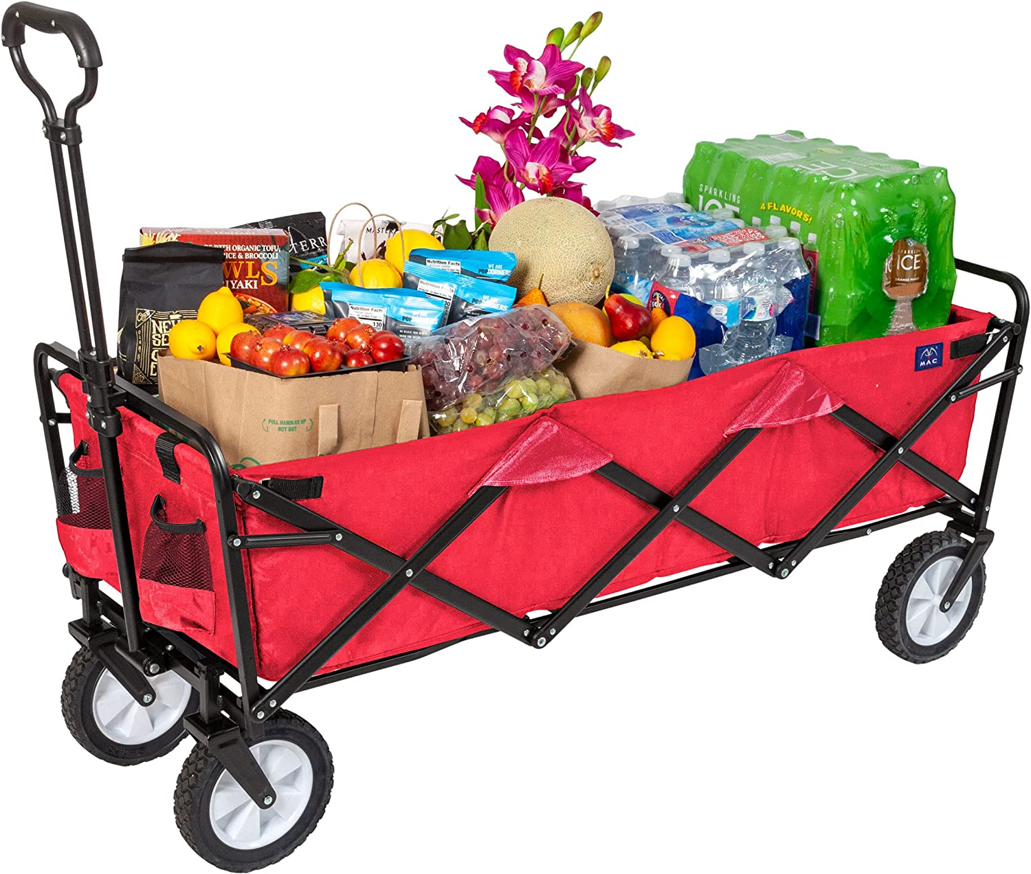 Mac Sports WTCX-201 Extended Collapsible Folding Outdoor Utility Wagon, Red image number 2
