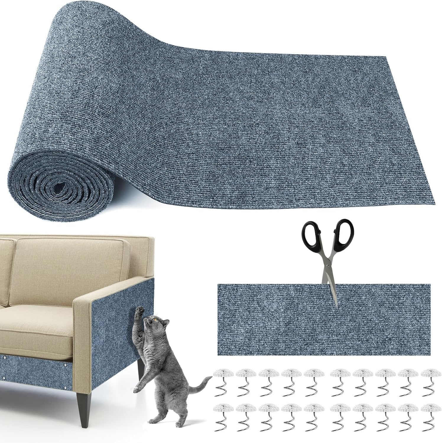 Draupnir Self-Adhesive Scratching Mat, 40 Cm X 300 Cm, Cat Scratching Mat, Trimmable Scratching Mat, Cat Wall, DIY Climbing Cat Scratcher with 20 Screws for Cat Tree Shelves, Furniture, Couch, Wall,