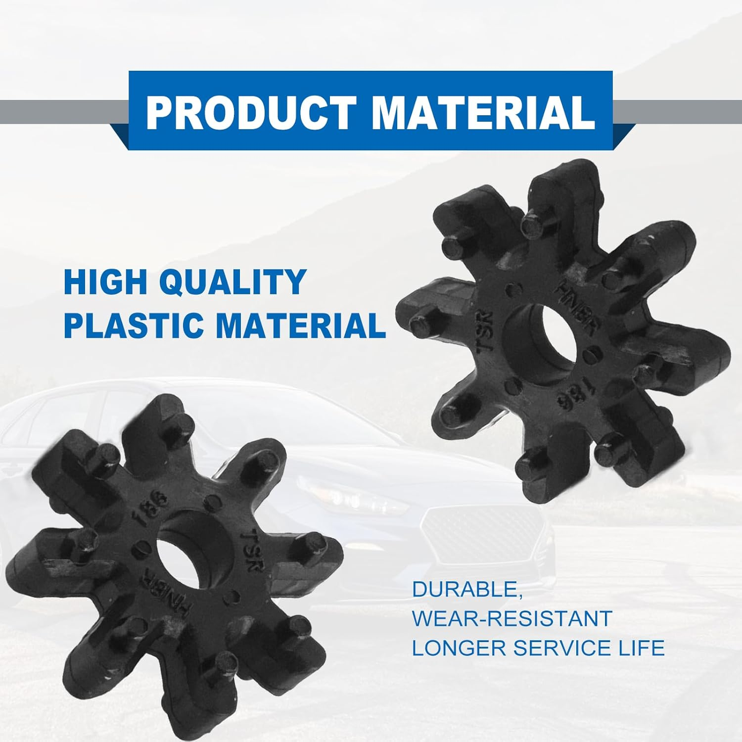 4-Pack Flexible Steering Coupler Replacement, 56315-2K000FFF Nylon Pad Plastic Rubber Wheel, Steering Coupling Steering Column Motor Compatible with Hyundai and Kia (Black) image number 2