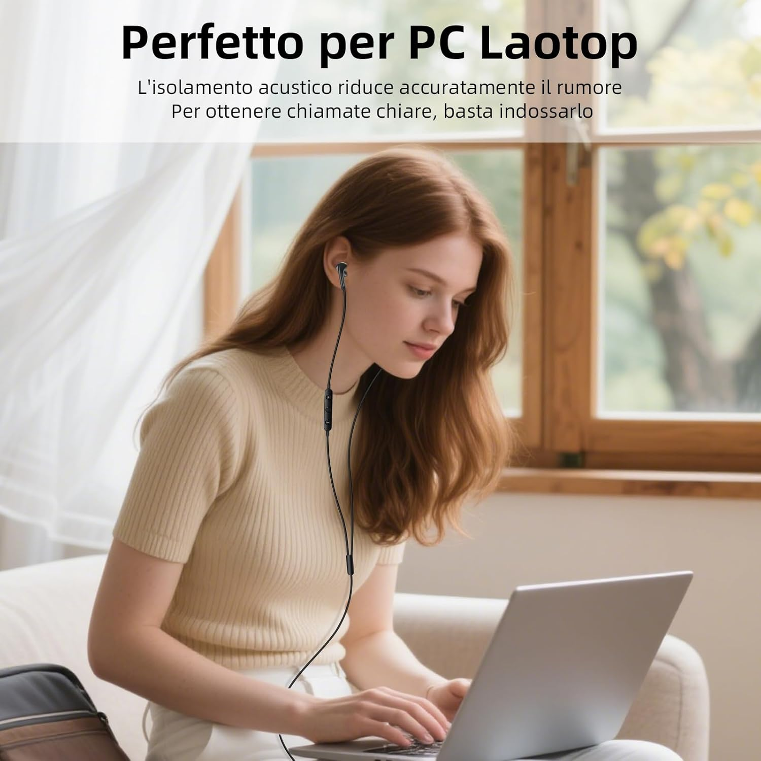 In-Ear Headphones with Cable, Microphone & Volume Control, Noise Cancelling, Hifi Sound, 3.5 Mm Headphones for Samsung A25 Iphone Ipad for MP3 MP4 Laptop Gaming Sports Office Music Travel Radio image number 6