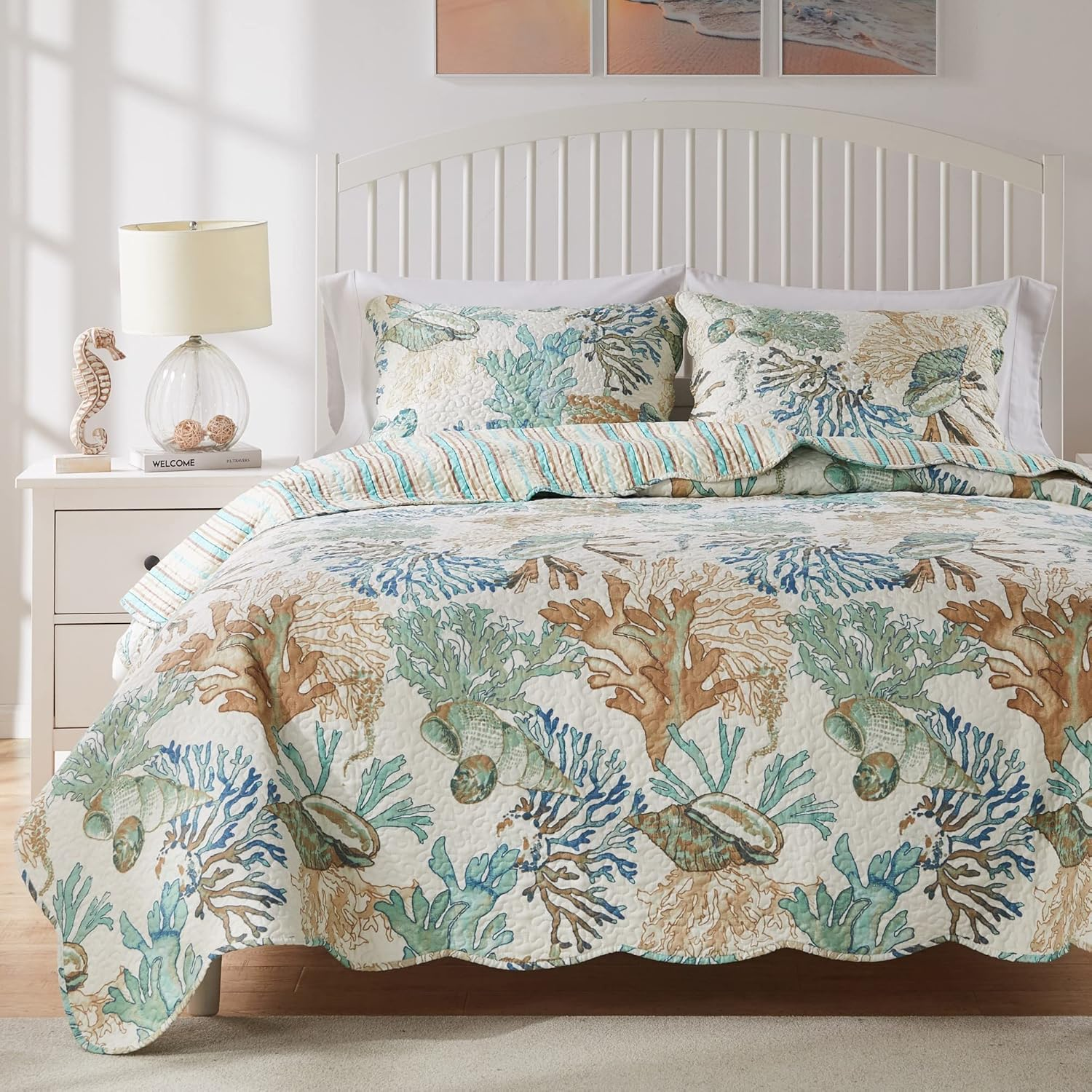 Barefoot Bungalow Atlantis Quilt Set Full/Queen Jade image number 1