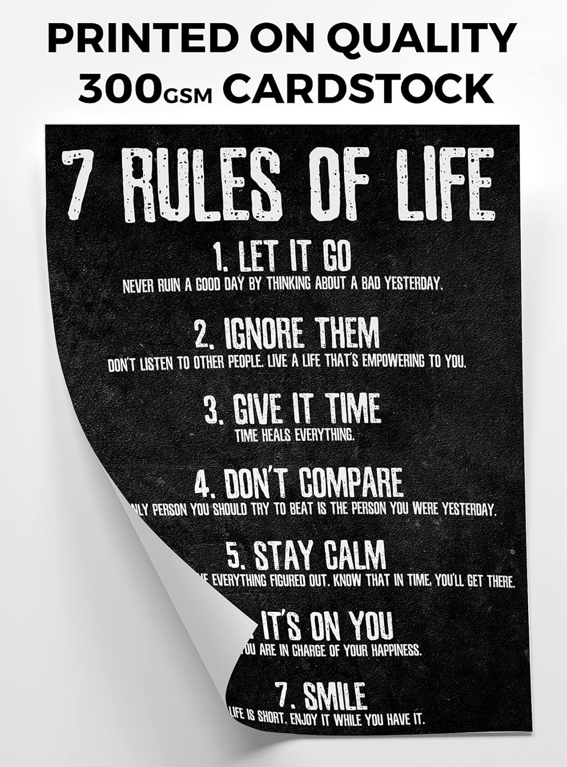 7 Rules of Life Motivational Poster - Printed on Premium Cardstock Paper - Sized 11 X 14 Inch - Perfect Print for Bedroom or Home Office image number 1