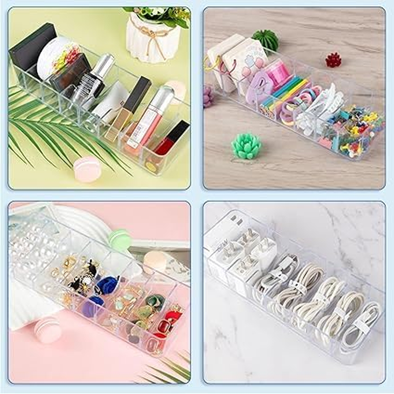 4 Pcs Clear Plastic Charger Cord Organizer Box, Cable Management Box with 40 Wire Clips, Electronics Organizer for Home Office Desktop Accessories （With One Lid） image number 4